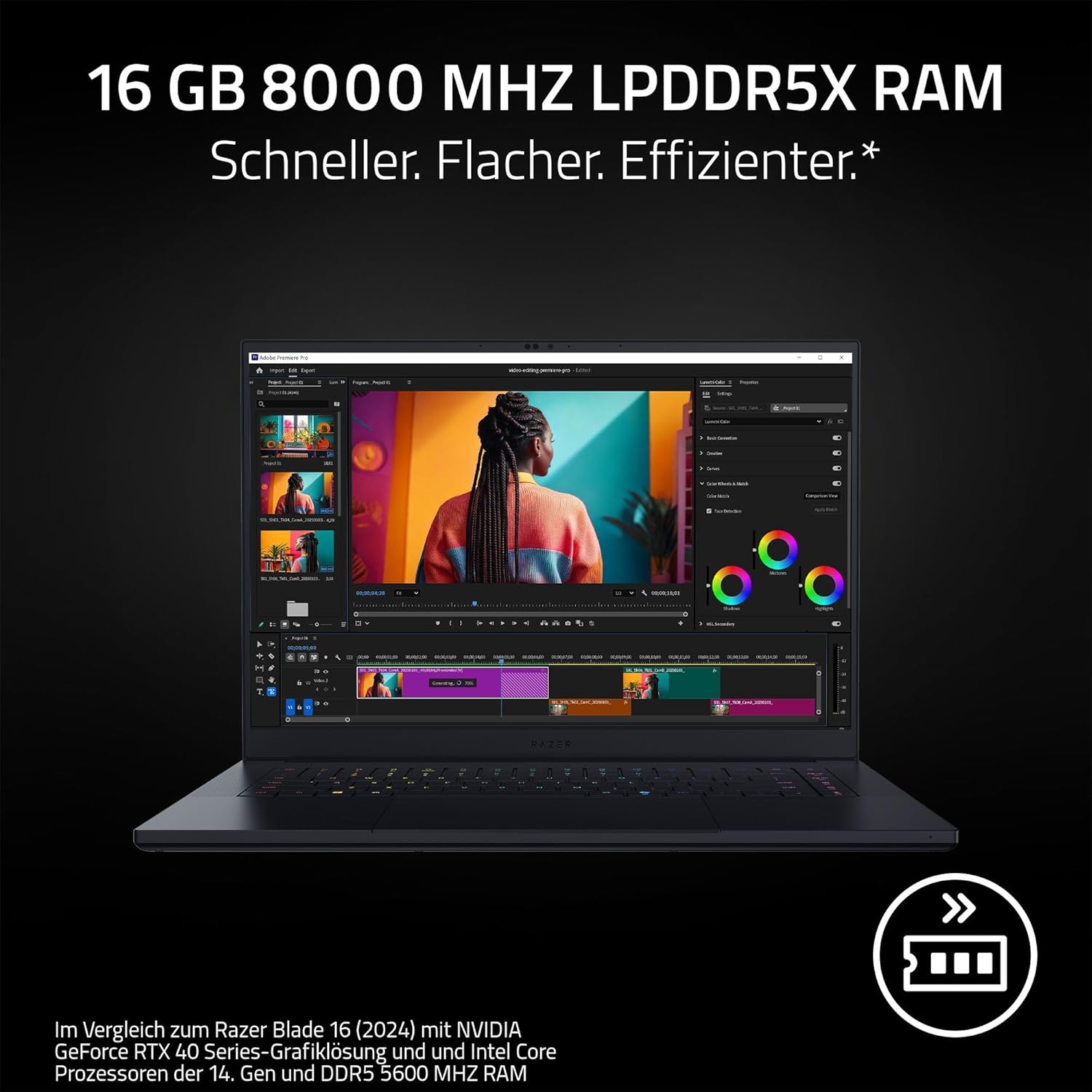 Razer Blade 16 (2025) AI Gaming Laptop | RTX 5090 · 16″ QHD+ 240Hz OLED Display · Ryzen AI 9 365 · 32GB / 64GB RAM · 1TB / 2TB SSD | QWERTZ DE Layout – Black
