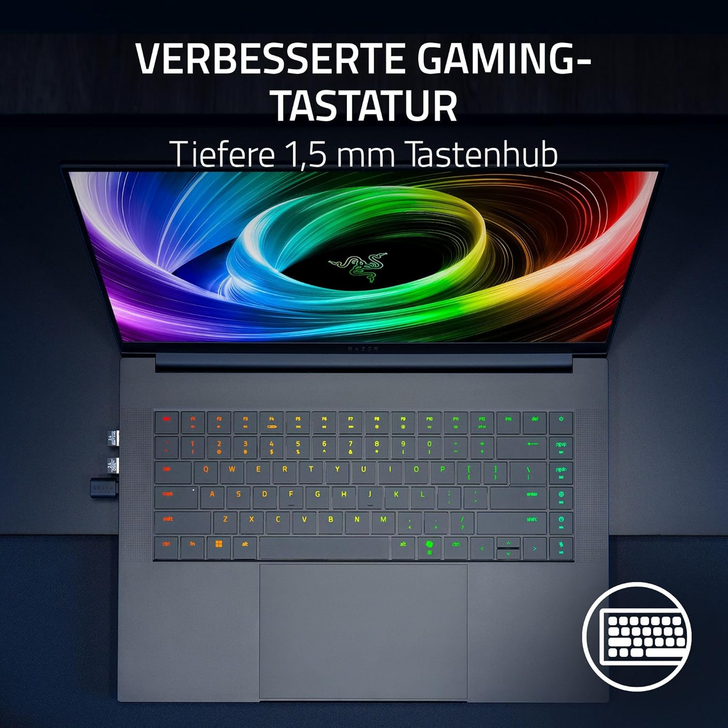 Razer Blade 16 (2025) AI Gaming Laptop | RTX 5090 · 16″ QHD+ 240Hz OLED Display · Ryzen AI 9 365 · 32GB / 64GB RAM · 1TB / 2TB SSD | QWERTZ DE Layout – Black